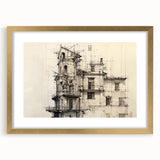 Architectural Wall Art - Vintage Building Design Illustration