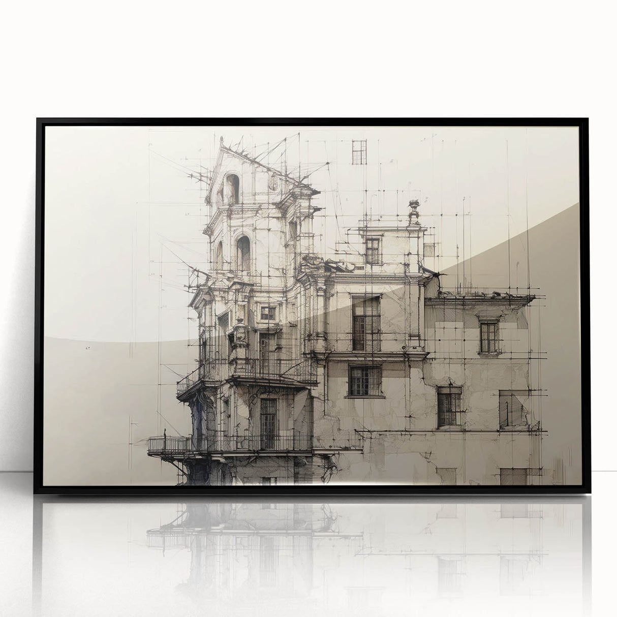 Architectural Wall Art - Vintage Building Design Illustration