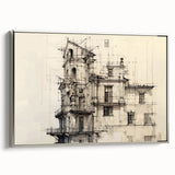 Architectural Wall Art - Vintage Building Design Illustration