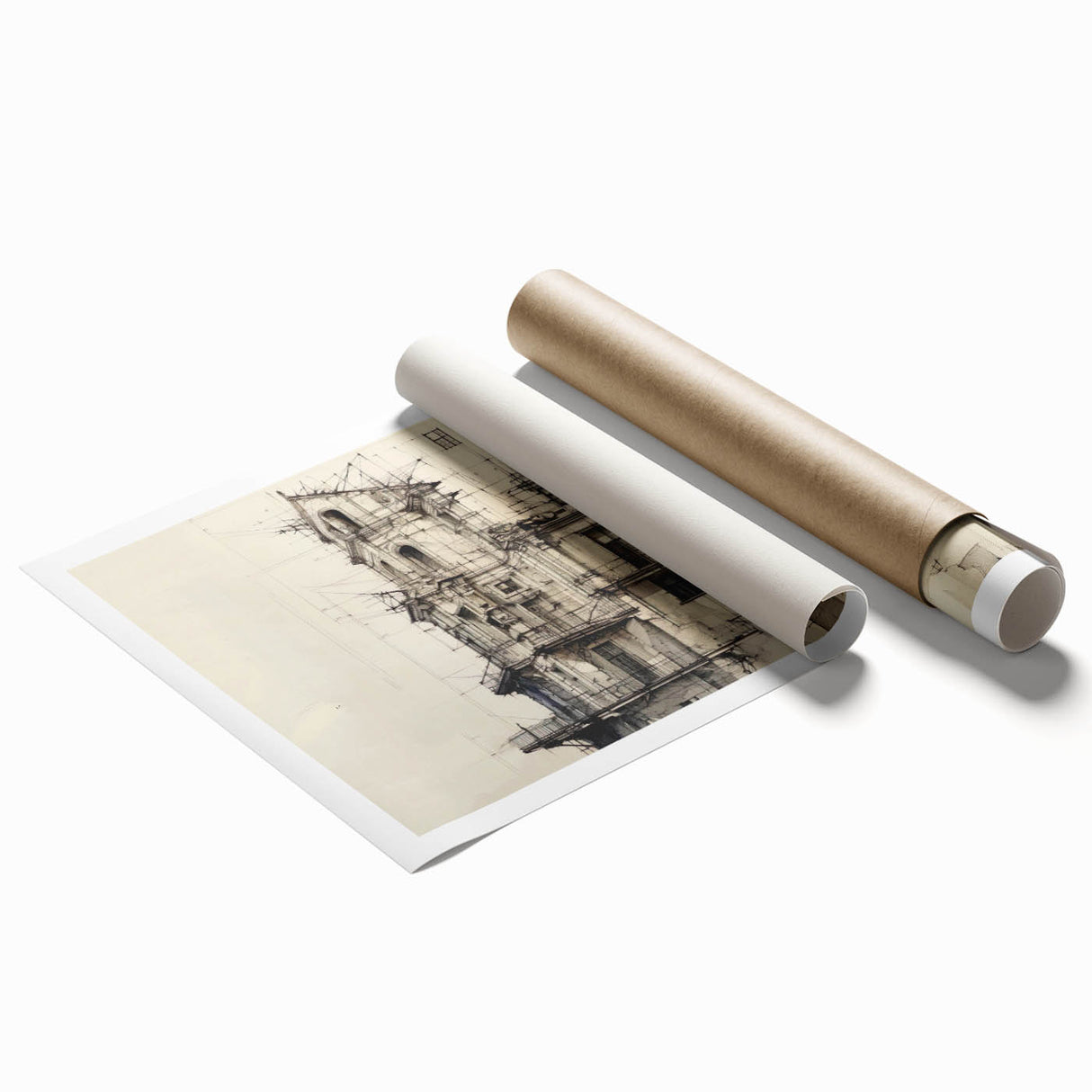 Architectural Wall Art - Vintage Building Design Illustration