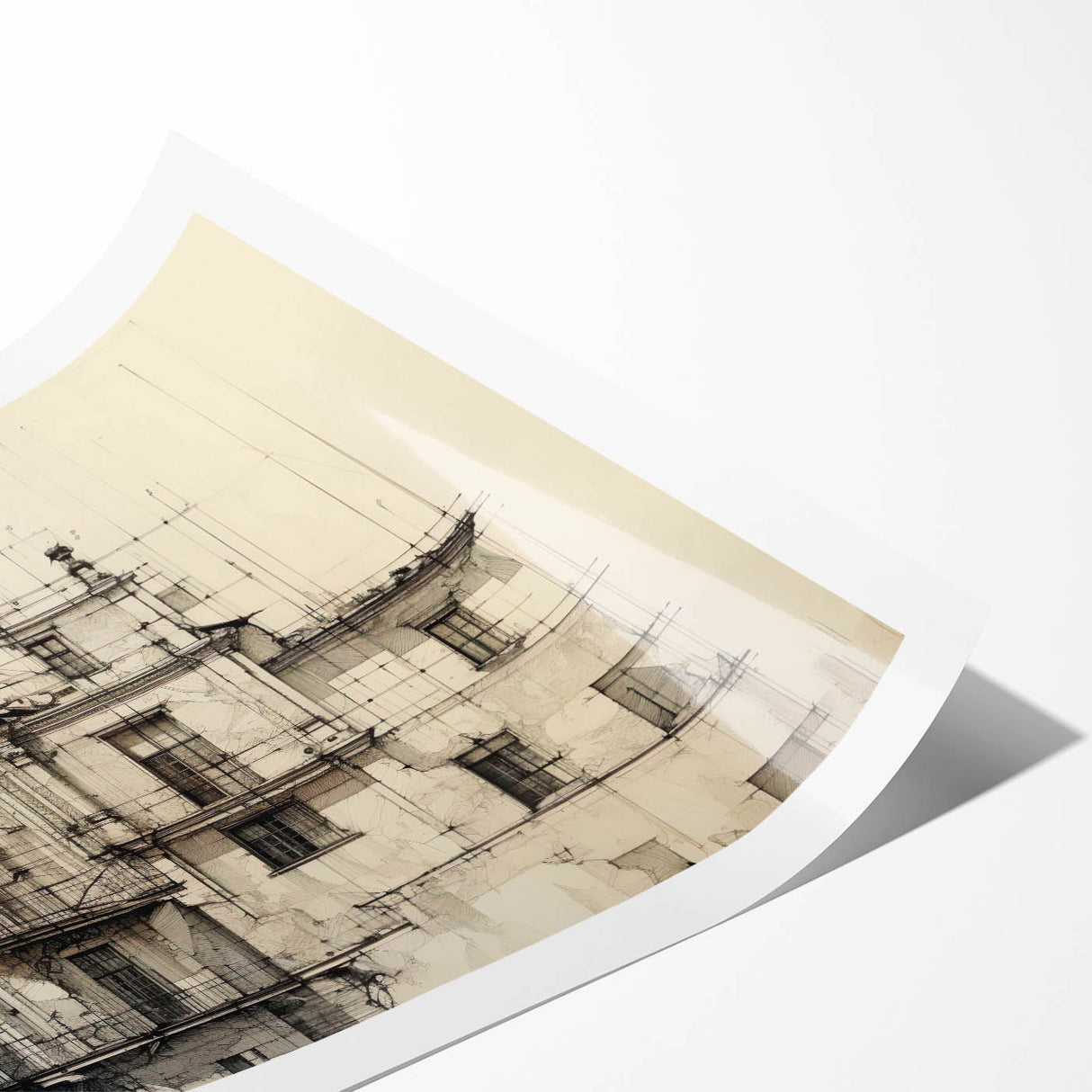 Architectural Wall Art - Vintage Building Design Illustration