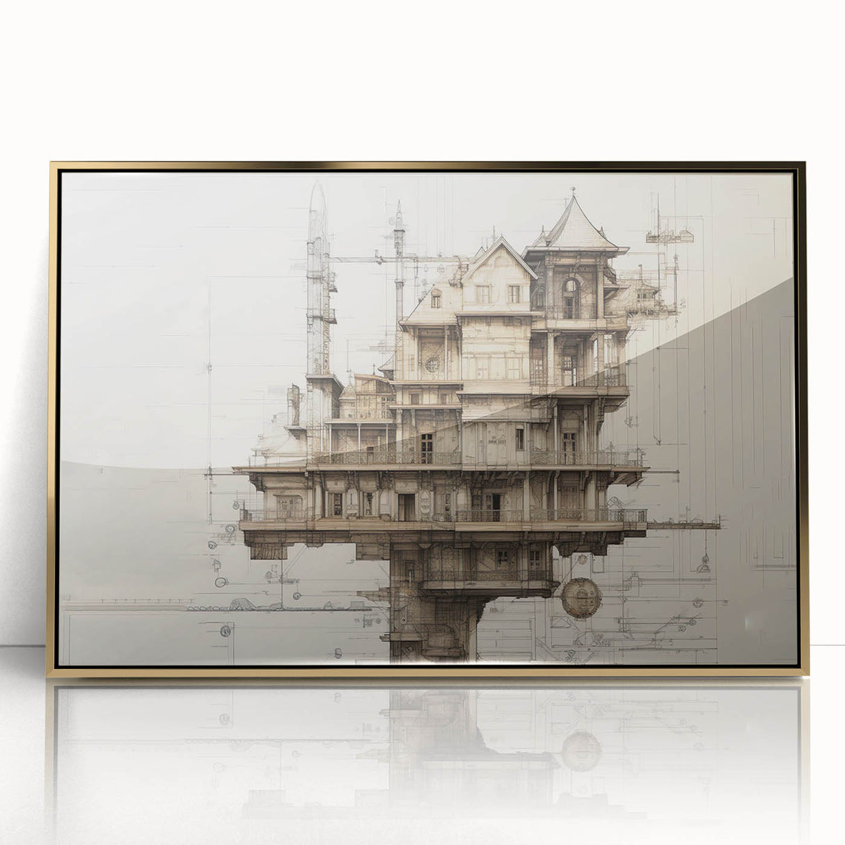 Architectural Wall Art - Vintage Mansion Illustration