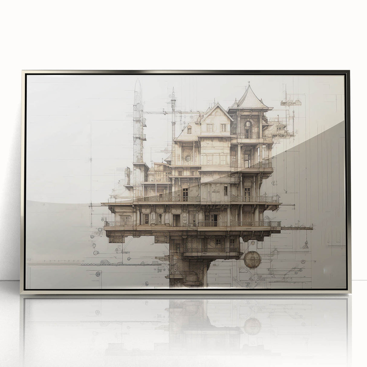 Architectural Wall Art - Vintage Mansion Illustration