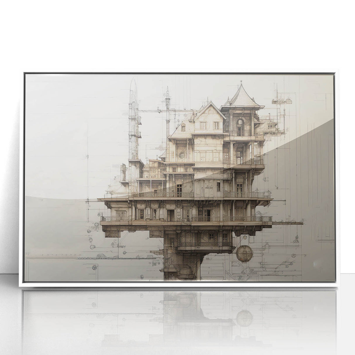 Architectural Wall Art - Vintage Mansion Illustration