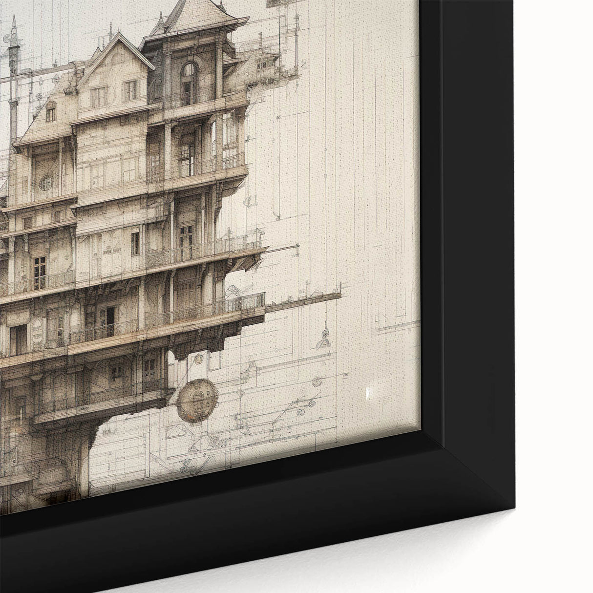 Architectural Wall Art - Vintage Mansion Illustration