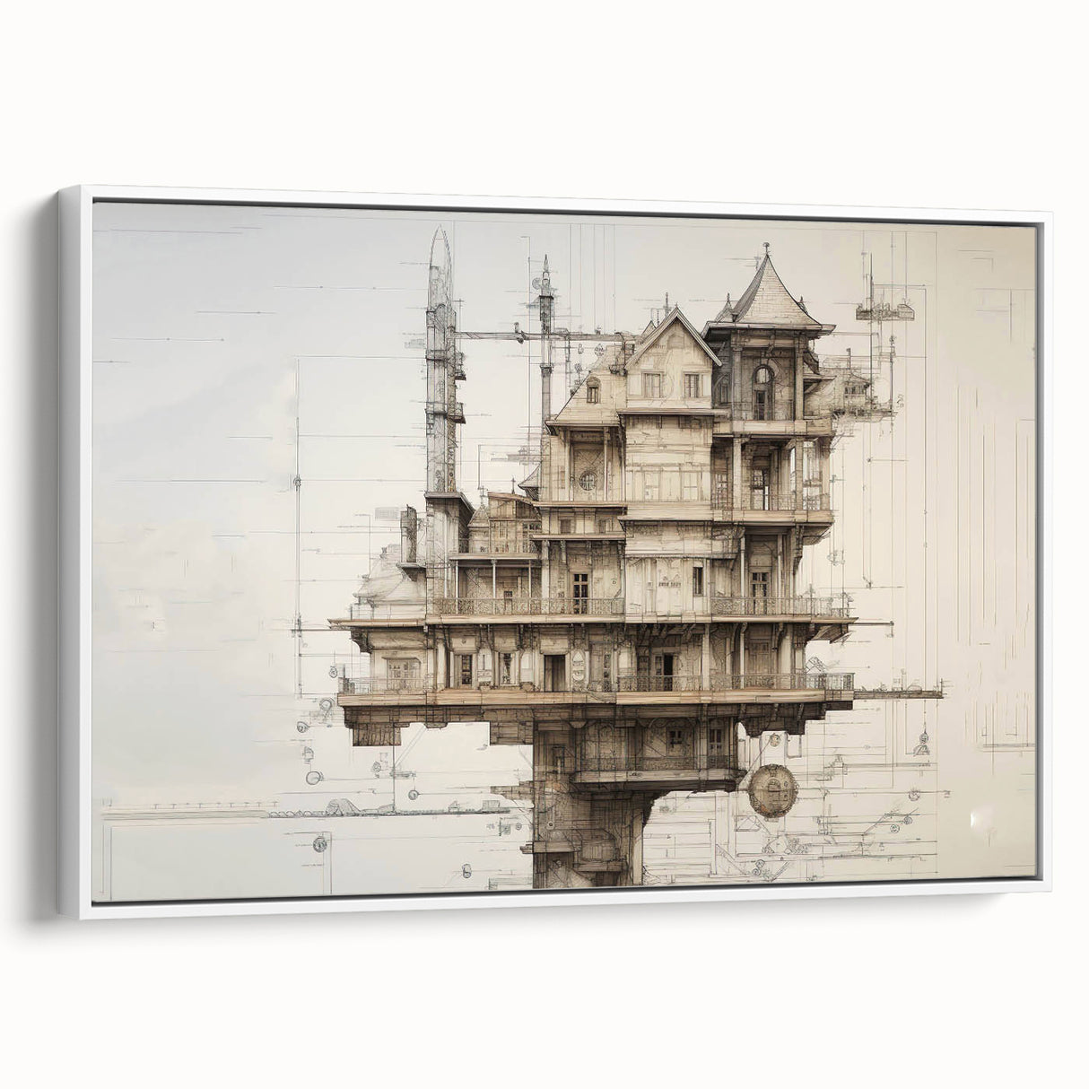 Architectural Wall Art - Vintage Mansion Illustration