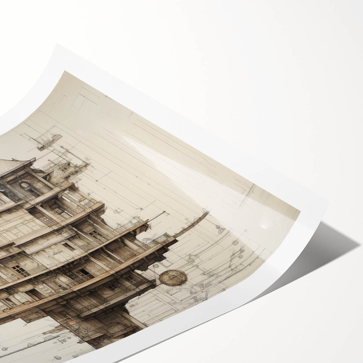 Architectural Wall Art - Vintage Mansion Illustration