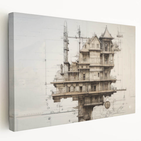 Architectural Wall Art - Vintage Mansion Illustration