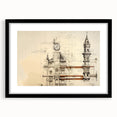 Architectural Wall Art - Clock Tower Illustration