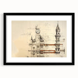 Architectural Wall Art - Clock Tower Illustration