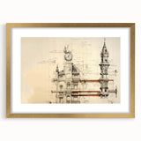Architectural Wall Art - Clock Tower Illustration