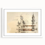 Architectural Wall Art - Clock Tower Illustration