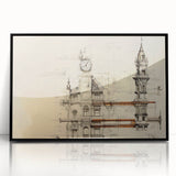Architectural Wall Art - Clock Tower Illustration