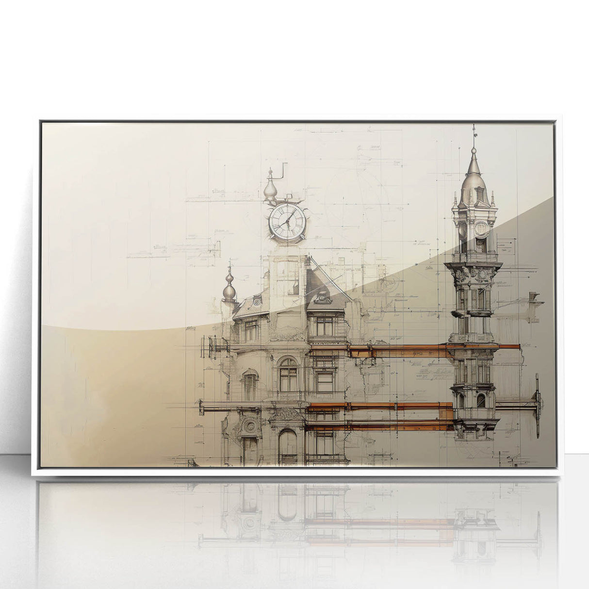 Architectural Wall Art - Clock Tower Illustration