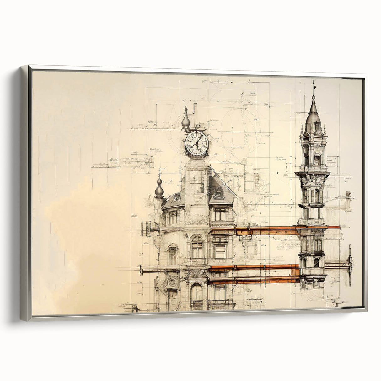 Architectural Wall Art - Clock Tower Illustration