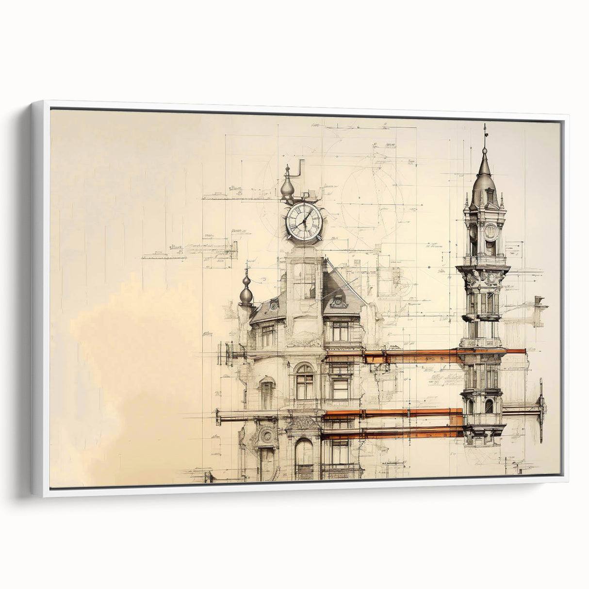 Architectural Wall Art - Clock Tower Illustration