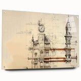 Architectural Wall Art - Clock Tower Illustration