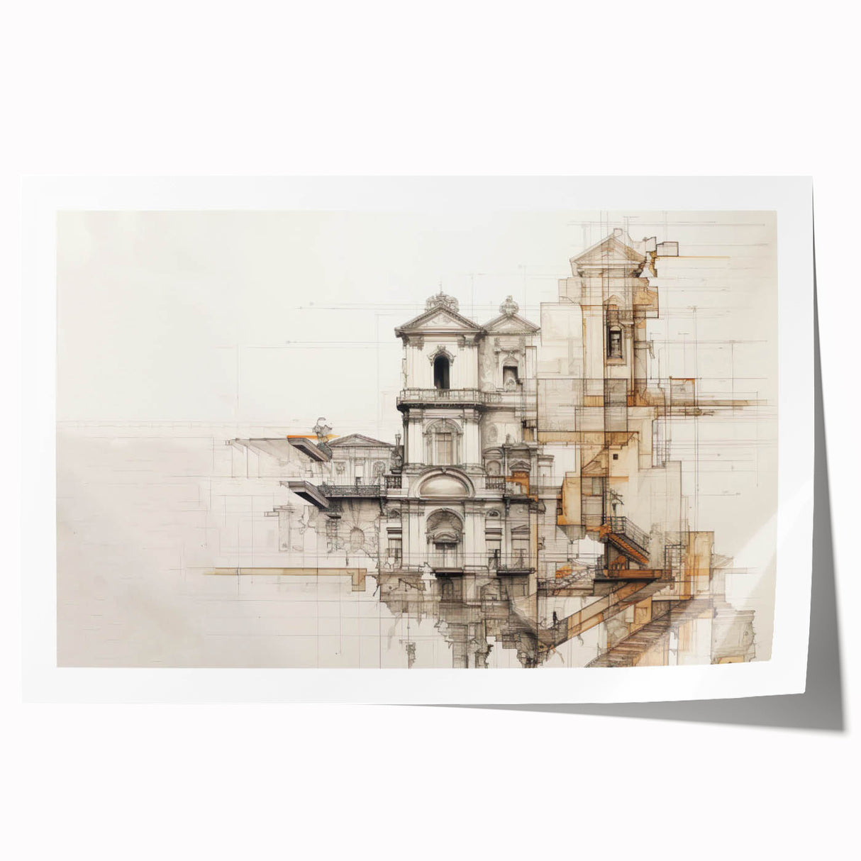 Architectural Wall Art - Historic Church Illustration