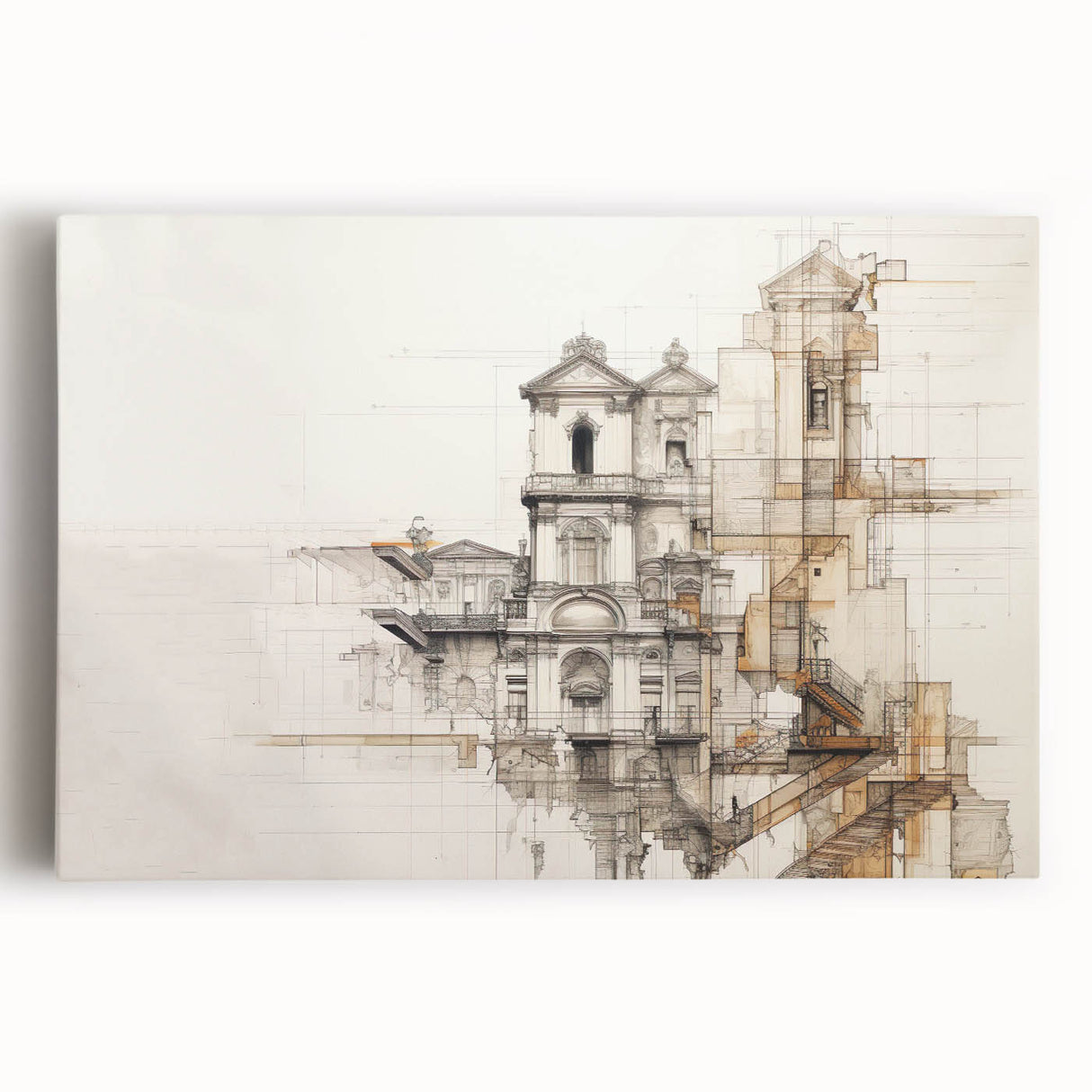 Architectural Wall Art - Historic Church Illustration