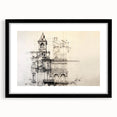 Architectural Wall Art - Vintage Clock Tower Illustration