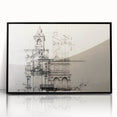 Architectural Wall Art - Vintage Clock Tower Illustration