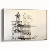 Architectural Wall Art - Vintage Clock Tower Illustration