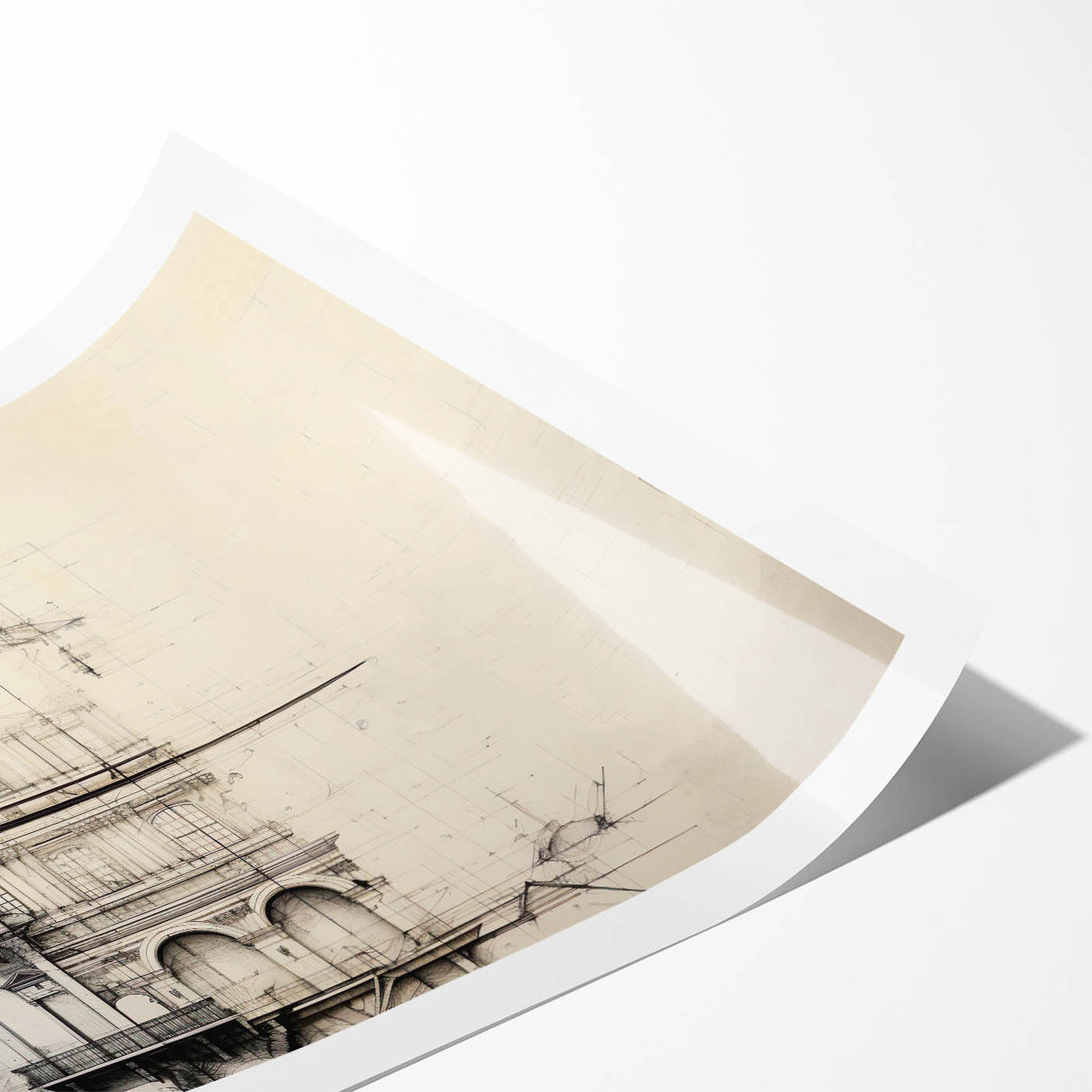 Architectural Wall Art - Vintage Clock Tower Illustration