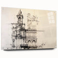 Architectural Wall Art - Vintage Clock Tower Illustration