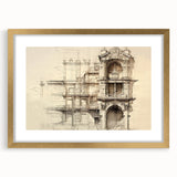 Architectural Wall Art - Vintage Facade Illustration