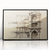 Architectural Wall Art - Vintage Facade Illustration