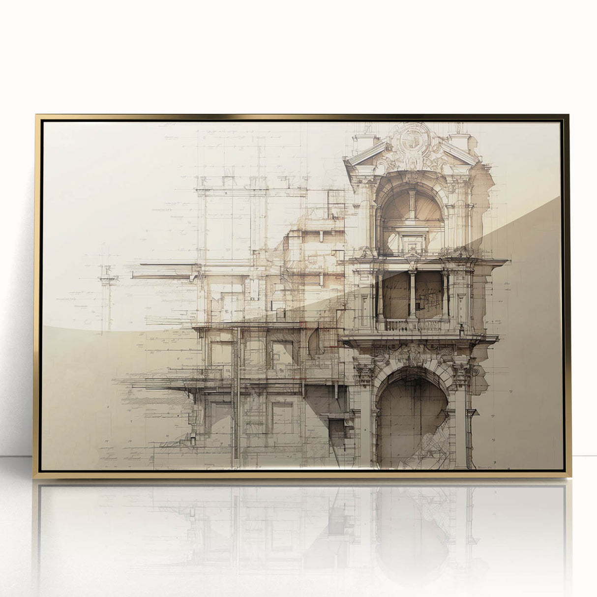 Architectural Wall Art - Vintage Facade Illustration