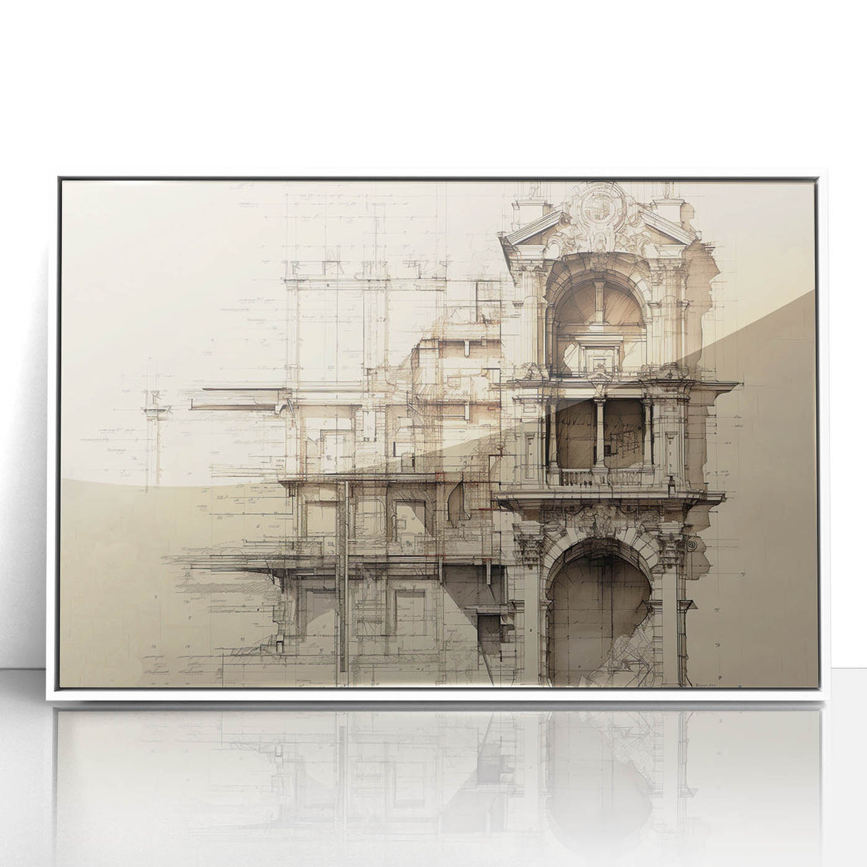 Architectural Wall Art - Vintage Facade Illustration