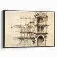 Architectural Wall Art - Vintage Facade Illustration