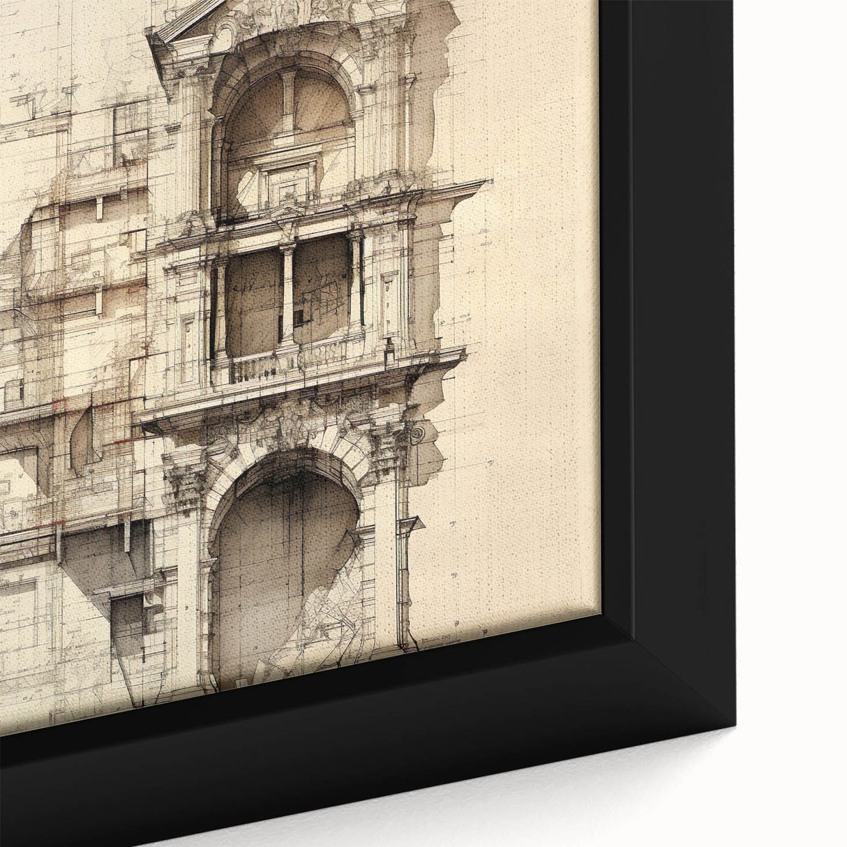 Architectural Wall Art - Vintage Facade Illustration