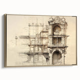 Architectural Wall Art - Vintage Facade Illustration