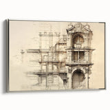 Architectural Wall Art - Vintage Facade Illustration