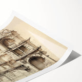 Architectural Wall Art - Vintage Facade Illustration