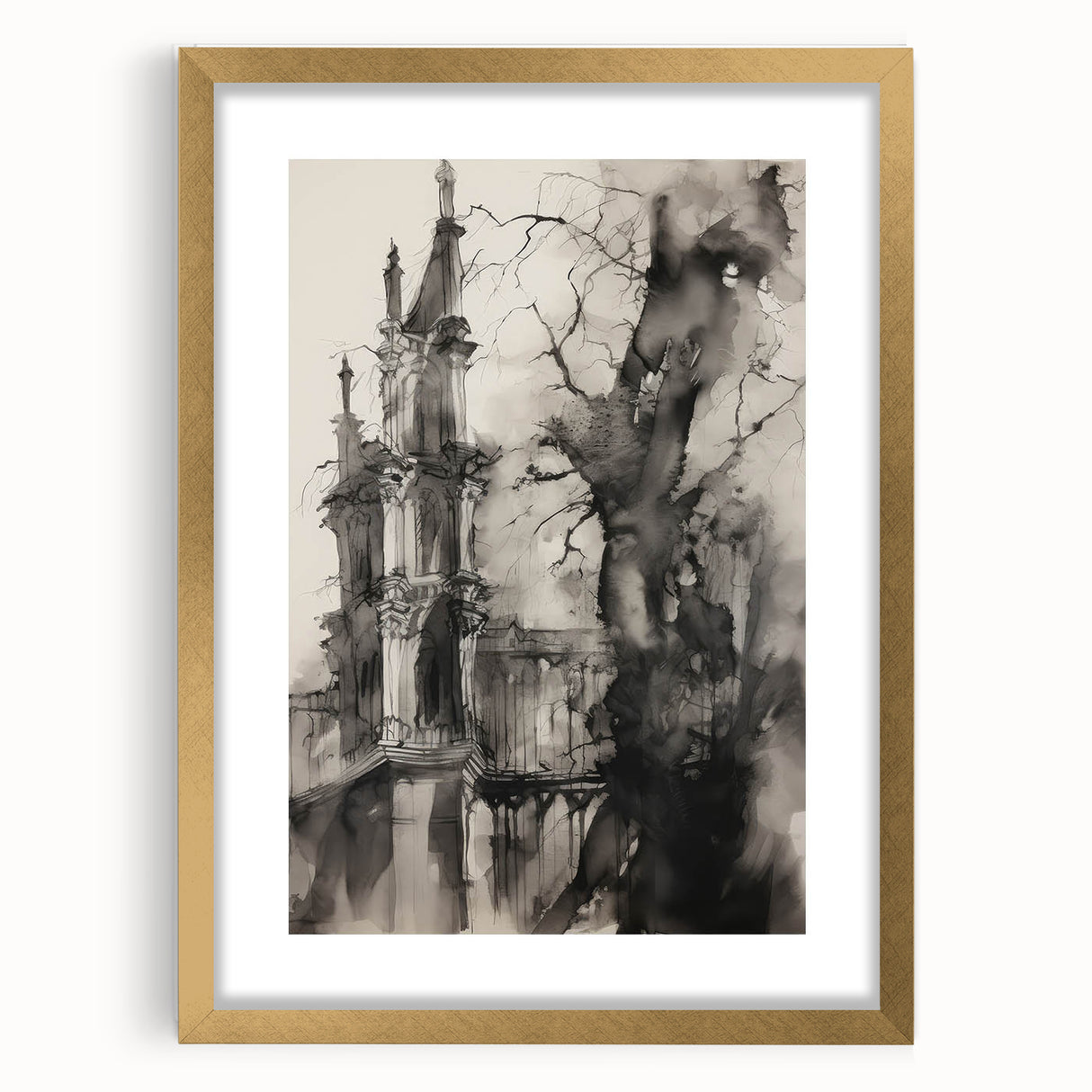 Architectural Wall Art - Gothic Tower Illustration