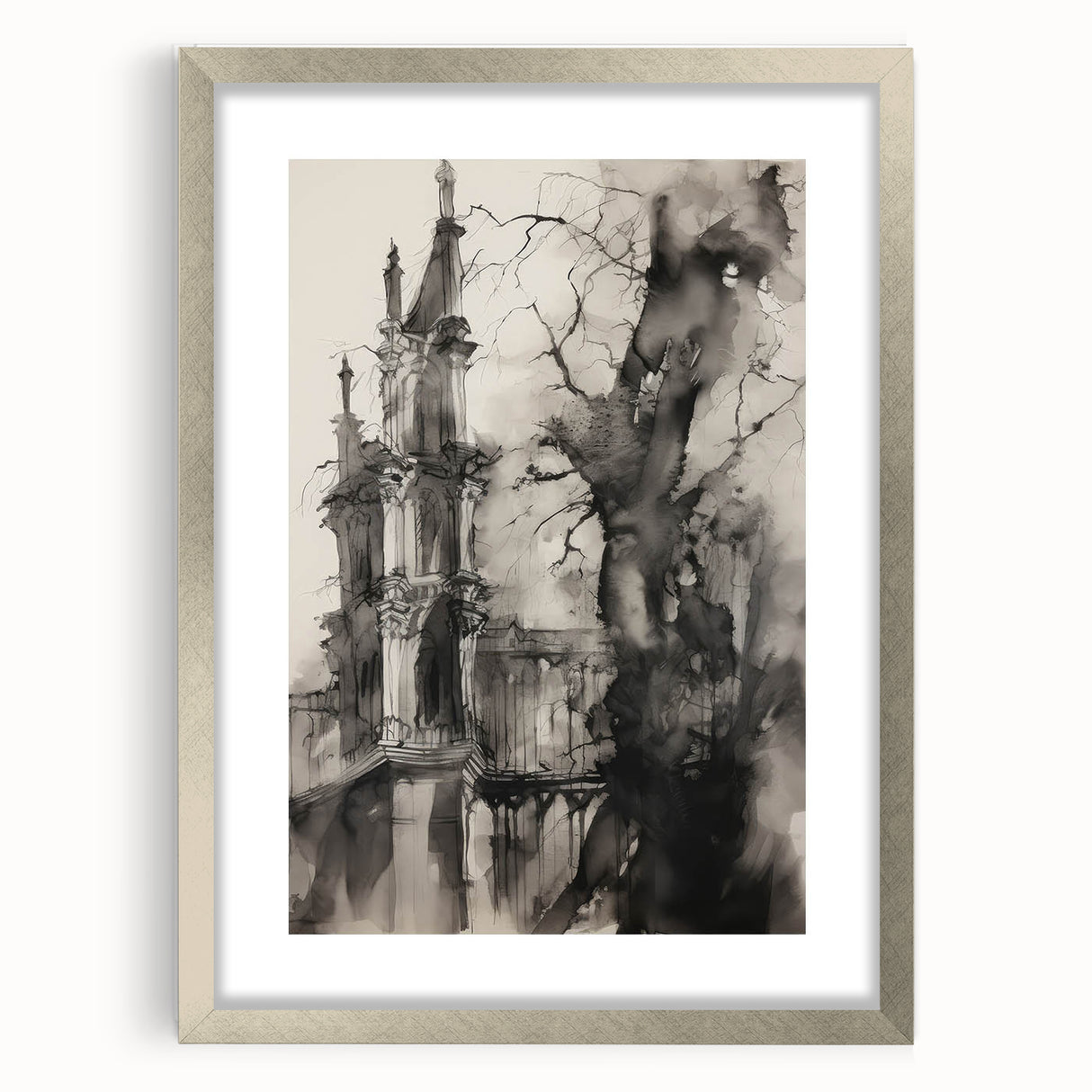 Architectural Wall Art - Gothic Tower Illustration