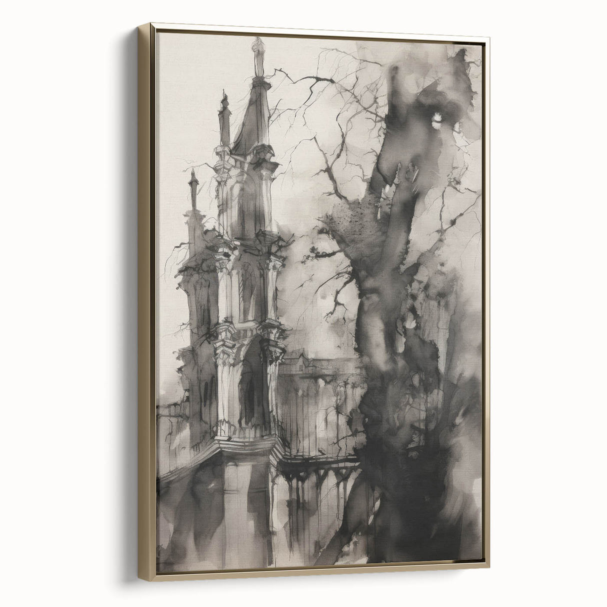 Architectural Wall Art - Gothic Tower Illustration