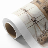 Architectural Wall Art: Historic Dock and Ship Illustration