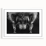 Framed wall art featuring a detailed bee and arachnid design on a white mat, showcasing vibrant colors and intricate illustrations, ideal for nature enthusiasts.
