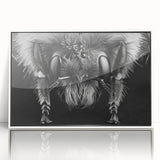 Framed wall art showcasing a detailed insect and arachnid design, featuring bees on a white background, perfect for nature-themed decor.