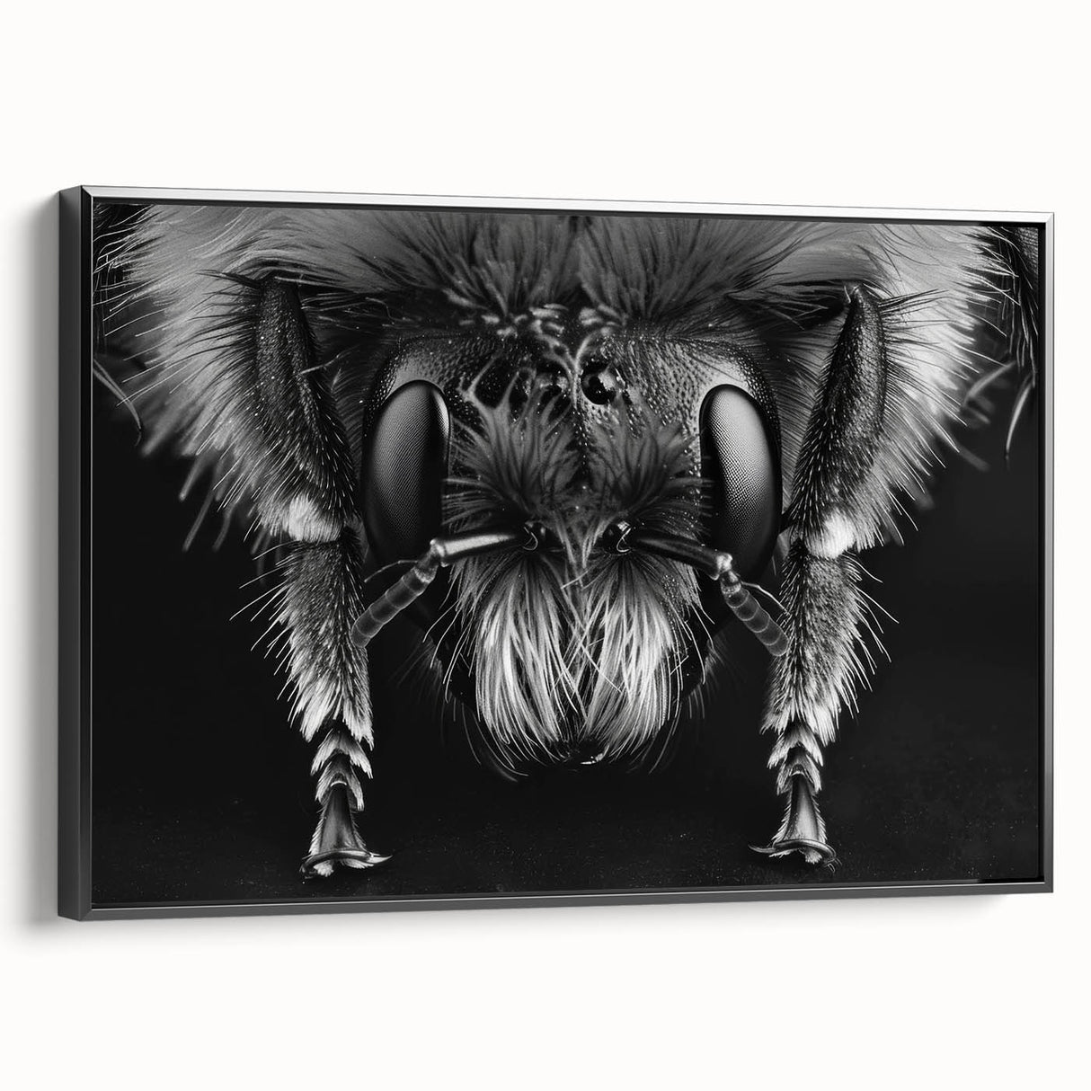 Framed canvas wall art featuring a detailed insect and arachnid design of bees, showcasing vibrant colors and intricate patterns, ideal for nature enthusiasts and home decor.