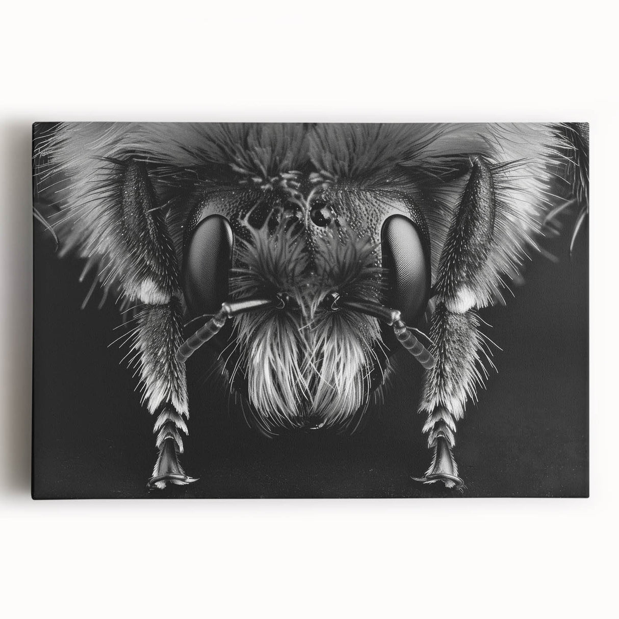 Stretched canvas wall art showcasing a vibrant bee and arachnid design, featuring intricate details and colorful illustrations, perfect for nature-themed decor.