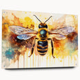 Acrylic glass wall art featuring a detailed design of bees and arachnids, elegantly displayed with pins on a side view, ideal for nature enthusiasts and unique decor.