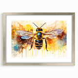 Framed wall art collection featuring a detailed illustration of various insects and arachnids, including bees, in a silver frame with a mat, ideal for nature enthusiasts.