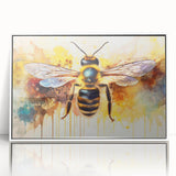 Framed wall art showcasing a detailed insect and arachnid design featuring bees, with a sleek white frame, ideal for nature-inspired home decor.