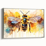 Framed canvas wall art showcasing a detailed insect and arachnid design featuring bees, elegantly bordered in silver, perfect for enhancing modern home decor.