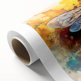 Colorful rolled canvas wall art showcasing intricate bee and arachnid designs, ideal for nature enthusiasts and modern decor, packaged securely in a cardboard tube.